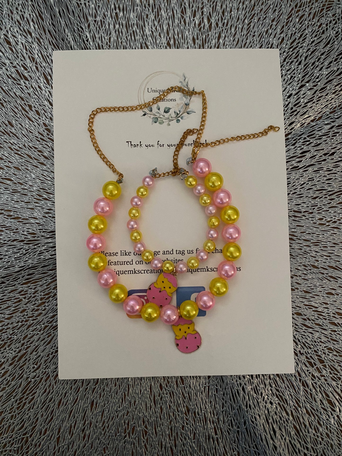 Pearl Chick Charm Necklace & Bracelet