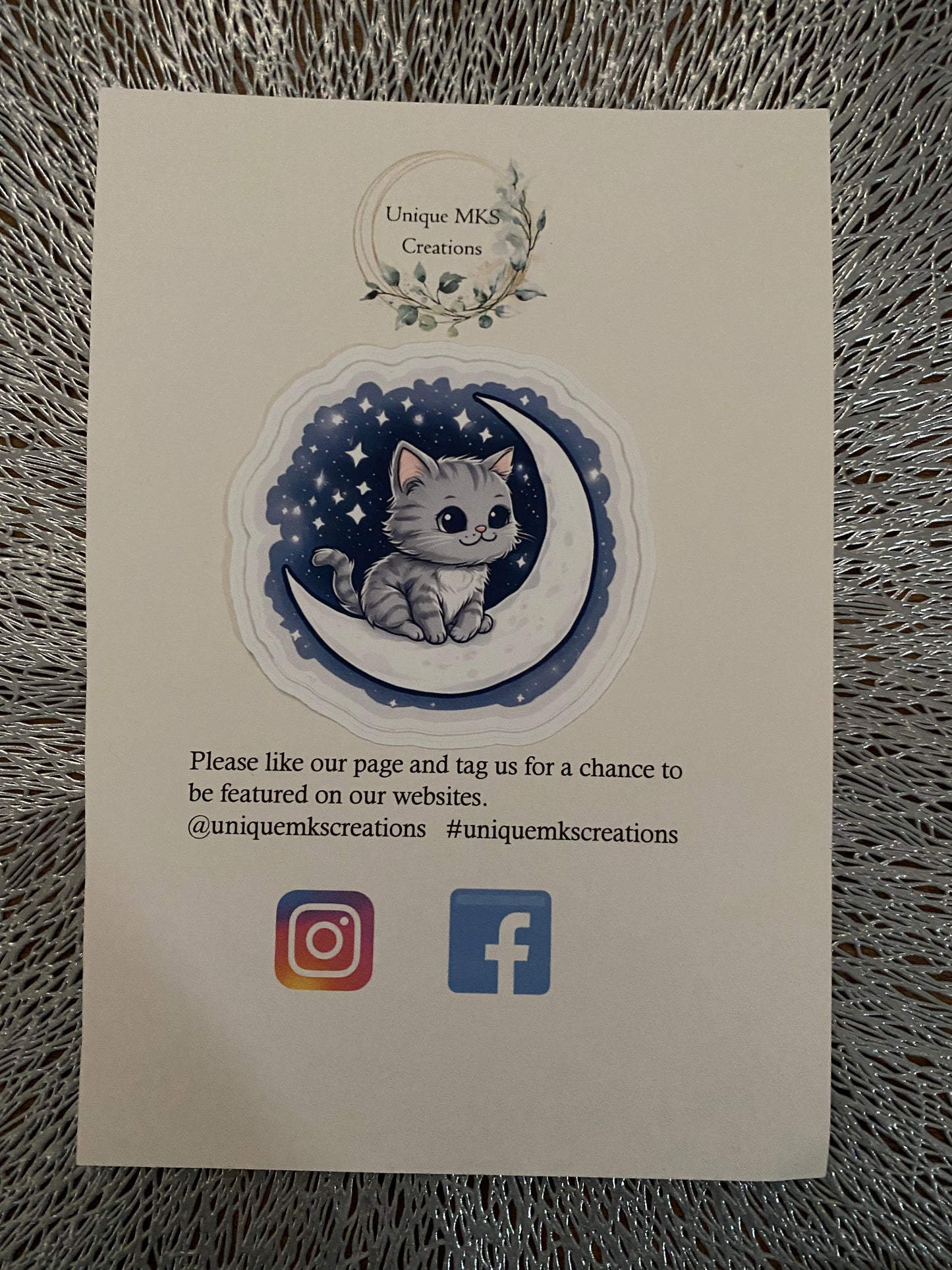 Cat Moon Waterproof Sticker