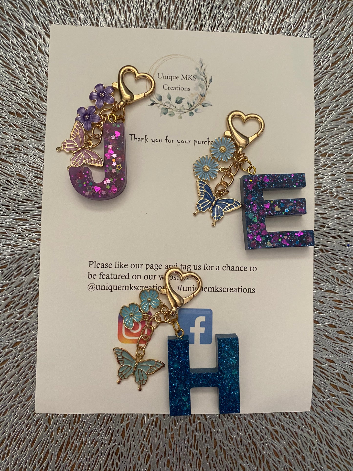 Butterfly Letter Keyring