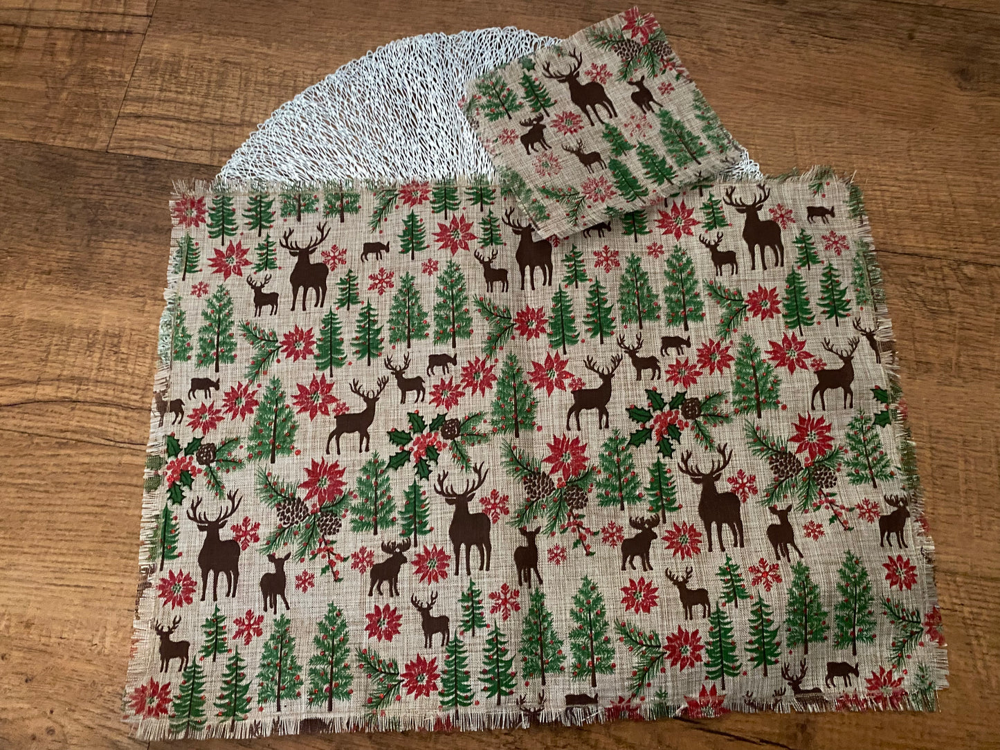 Reindeer Table Runner, Coaster & Placemat Set - One of a kind