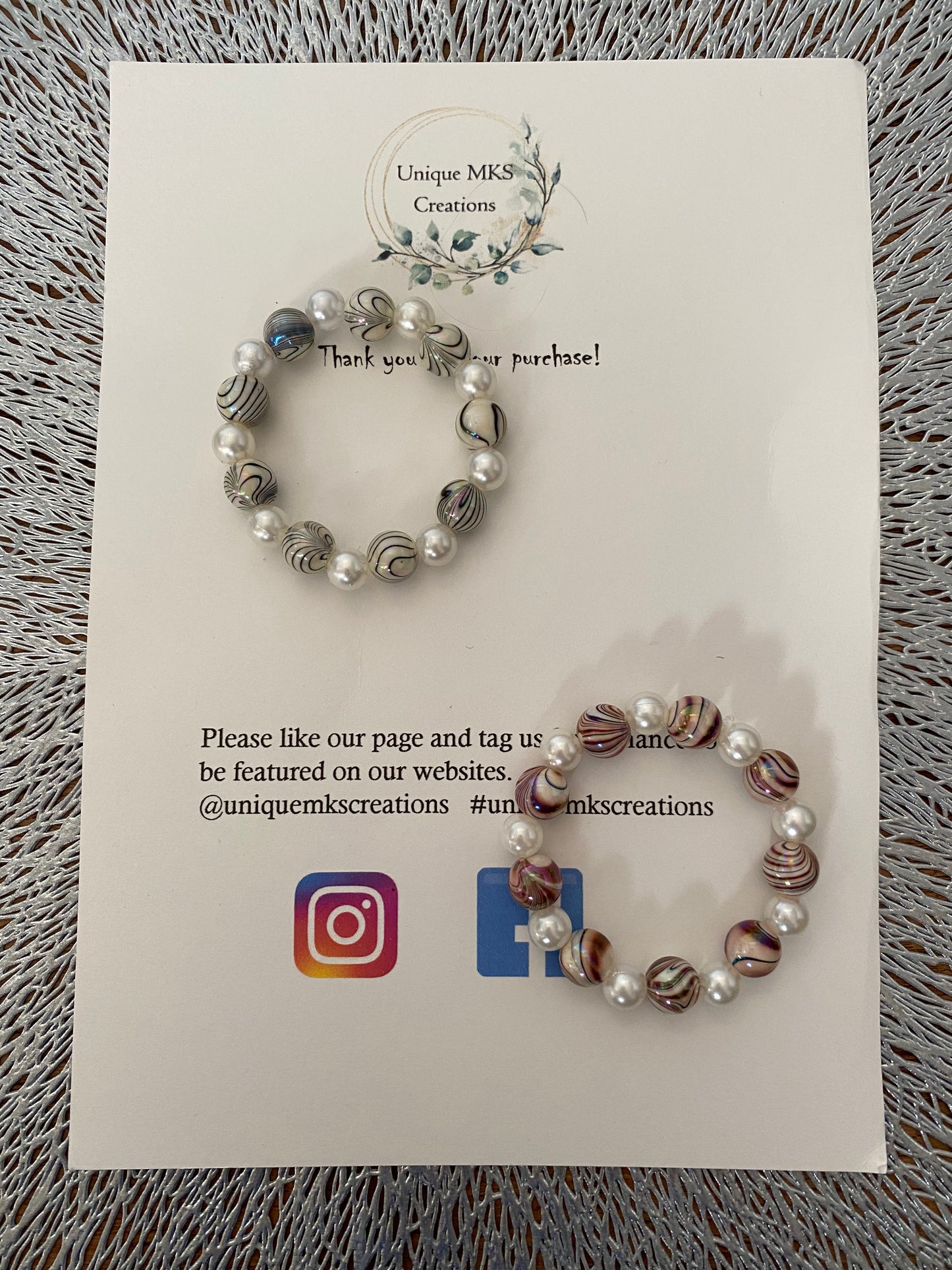 Marble Pearl Bracelets - One of a kind - Pack of two