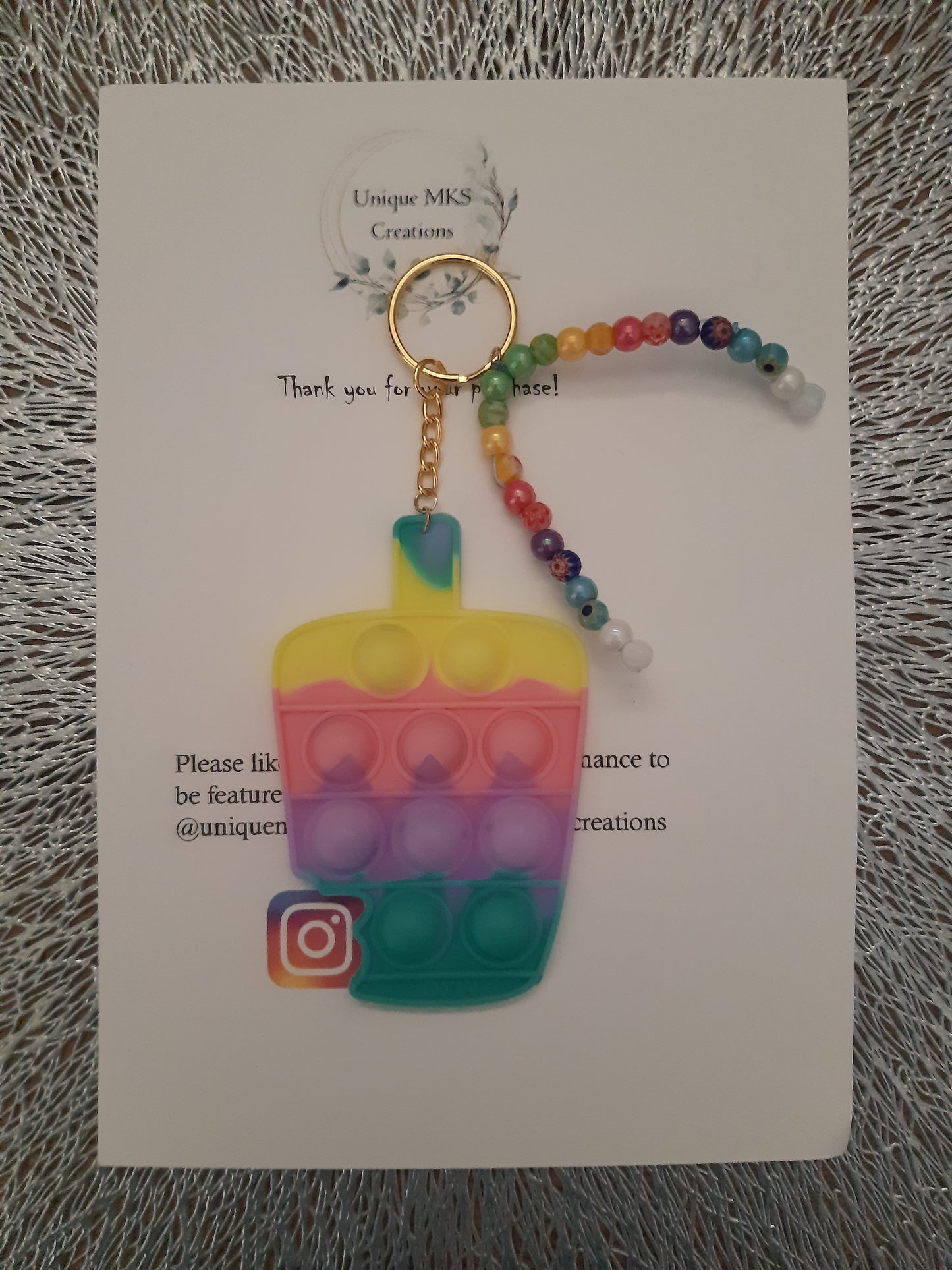 Rainbow Beaded Keyring