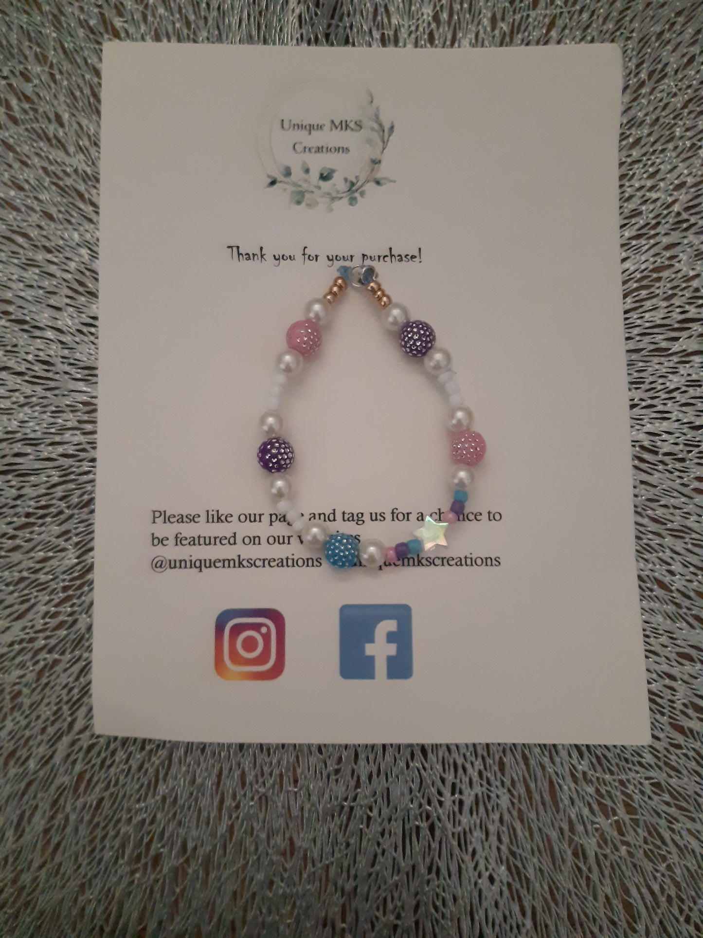 Pink, Purple & Blue Star Bracelet & Necklace