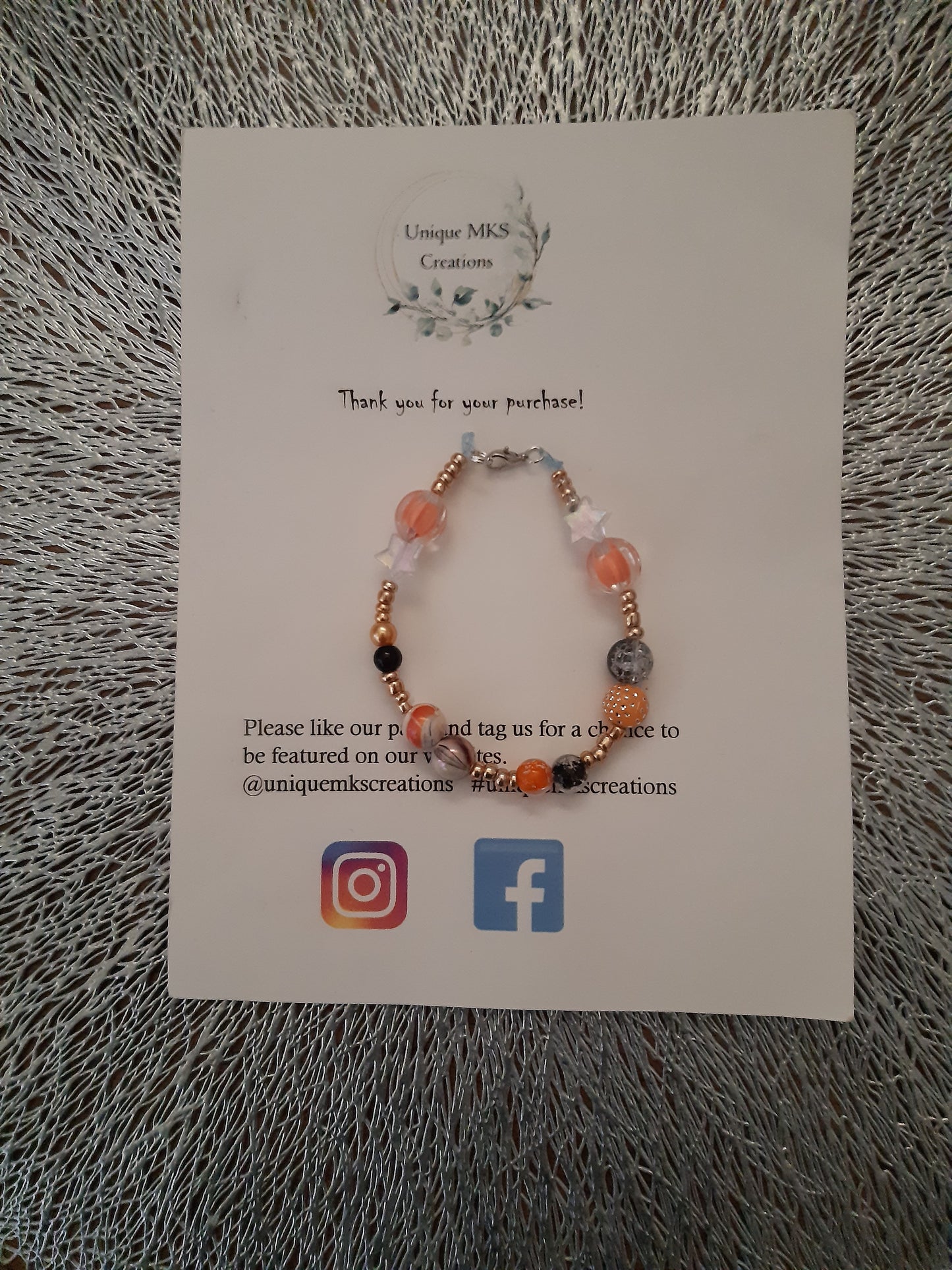 Orange & Black Necklace & Bracelet