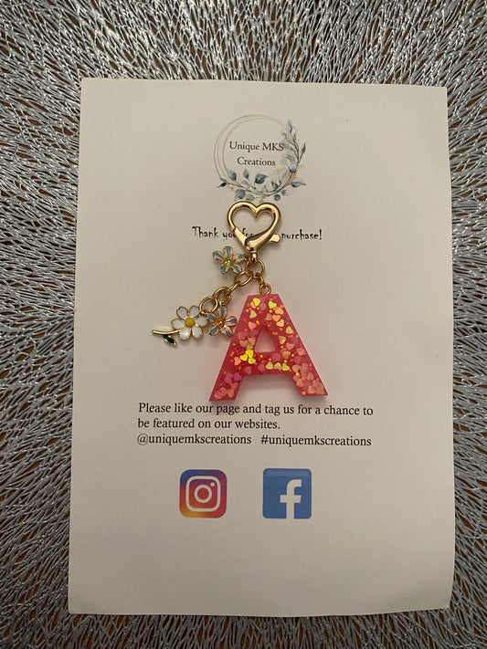 Flower Letter Keyring