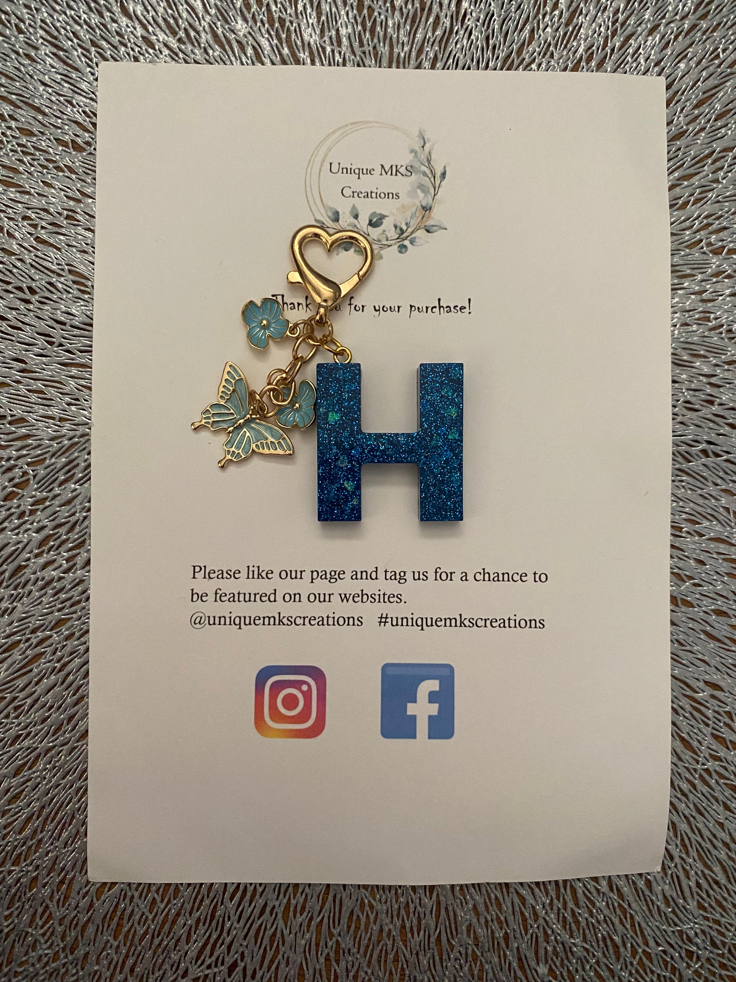 Butterfly Letter Keyring