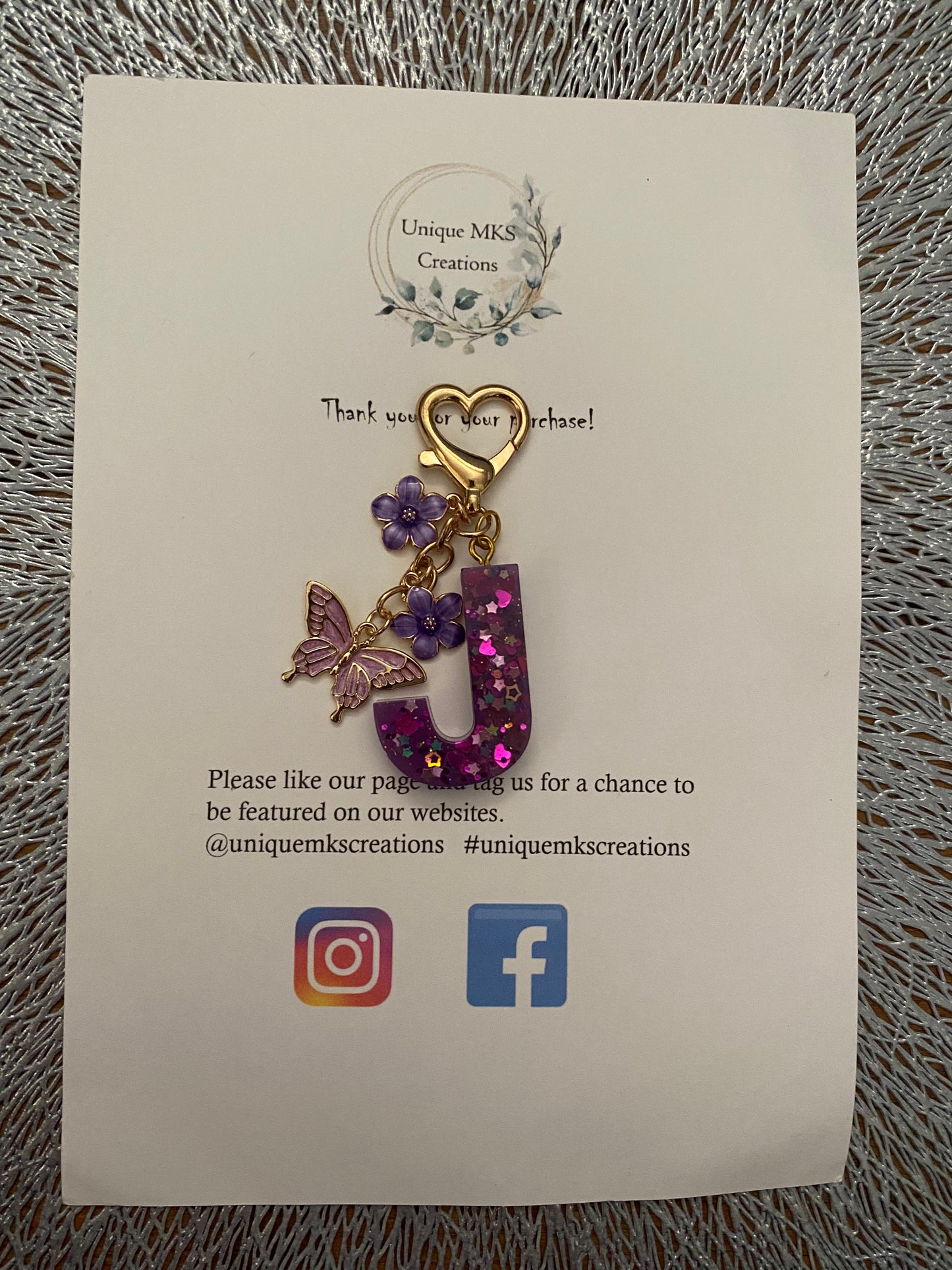 Butterfly Letter Keyring