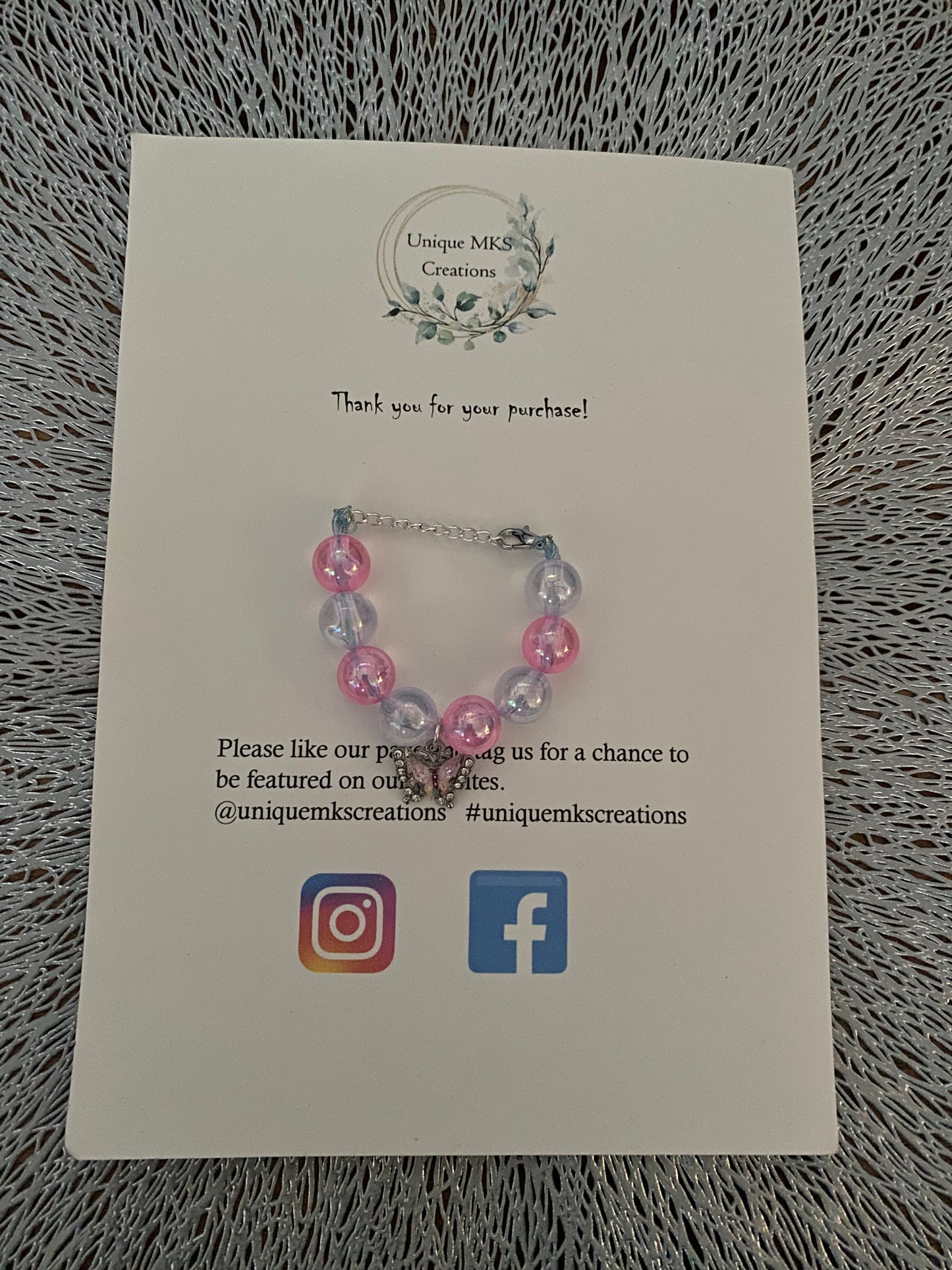 Crystal Pearl Butterfly Charm Bracelet