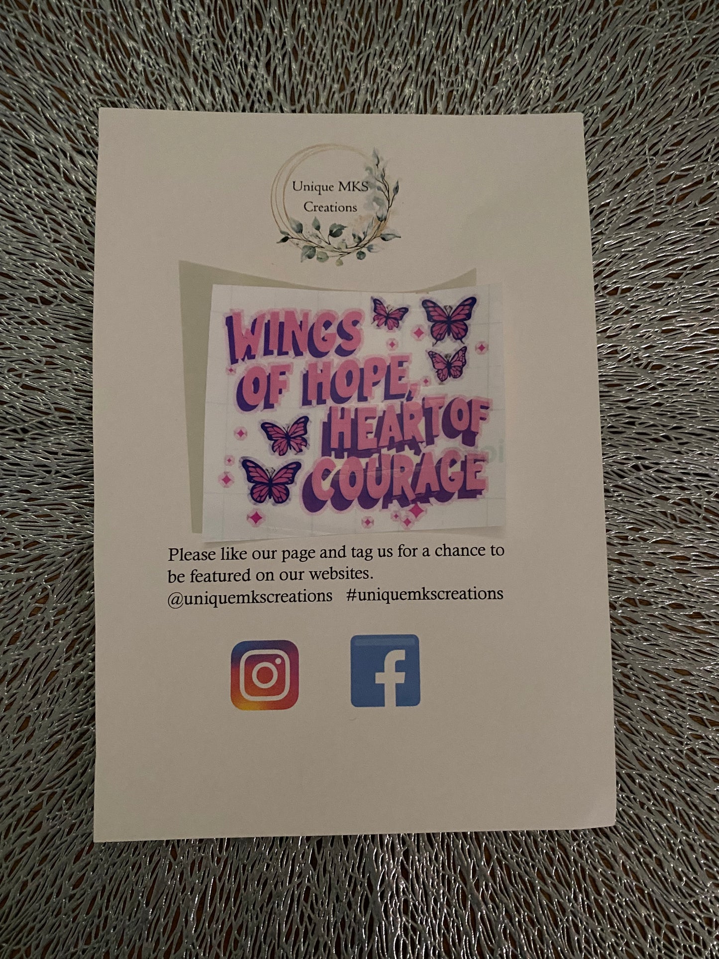Wings Of Hope, Heart Of Courage Waterproof Sticker