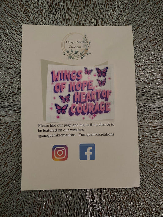 Wings Of Hope, Heart Of Courage Waterproof Sticker