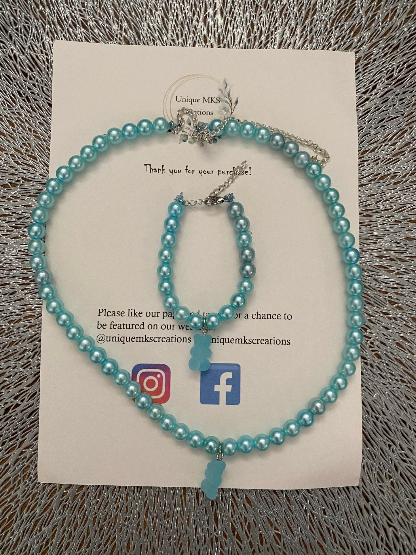 Pearl Bear Necklace & Bracelet