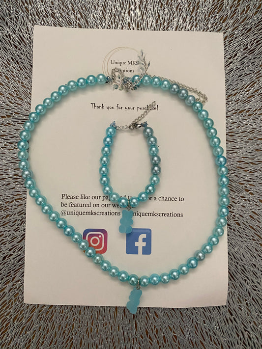 Pearl Bear Necklace & Bracelet
