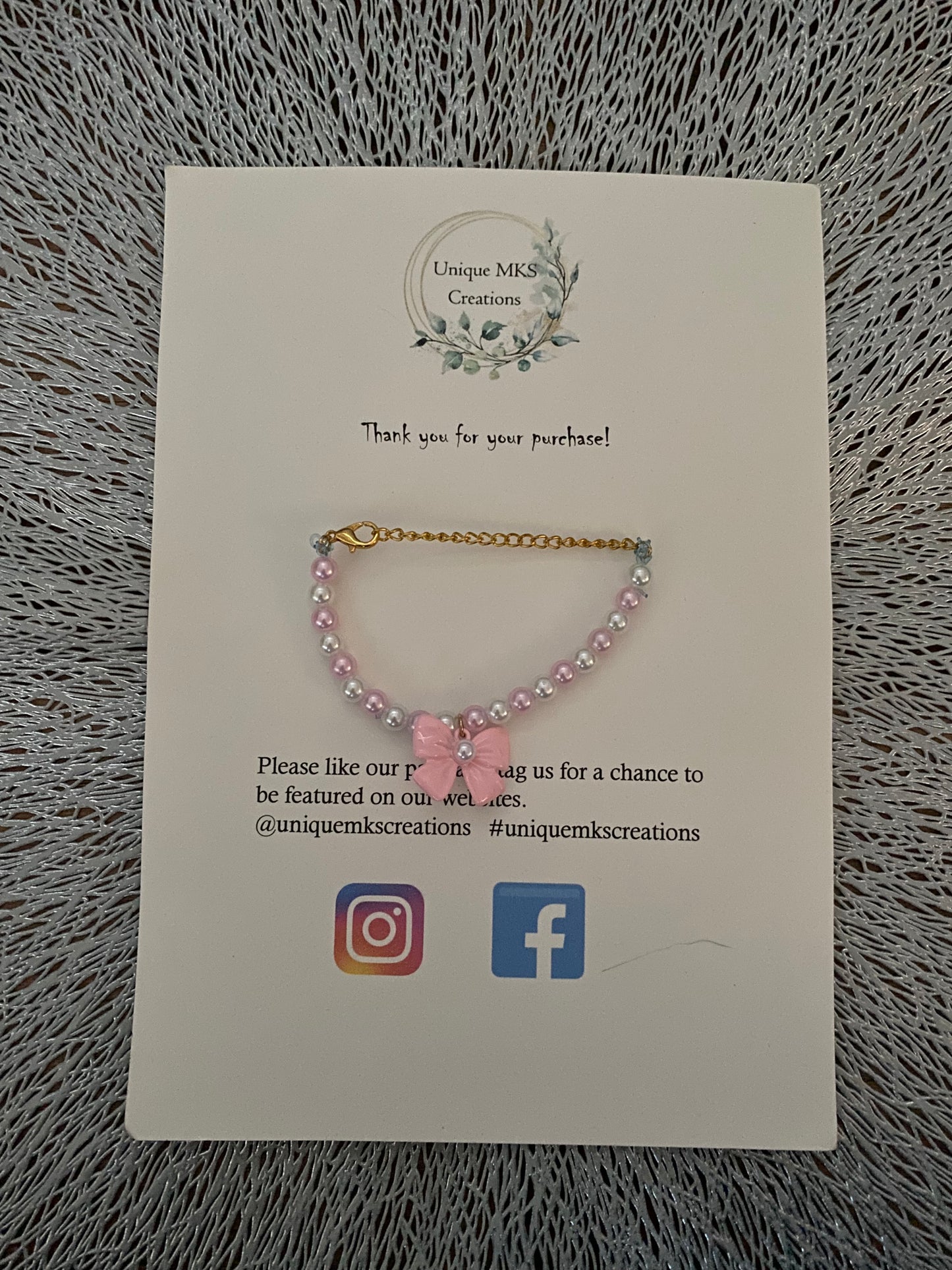Pearl Bow Charm Bracelet
