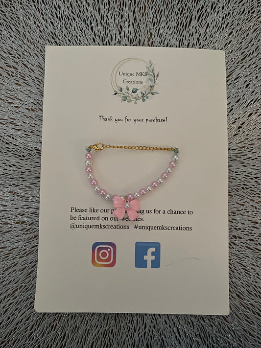 Pearl Bow Charm Bracelet