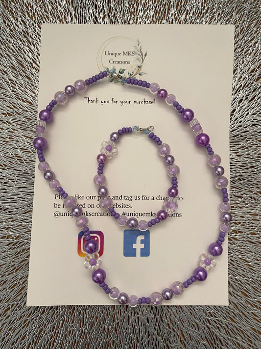 Purple Sparkle Necklace & Bracelet - Limited Edition