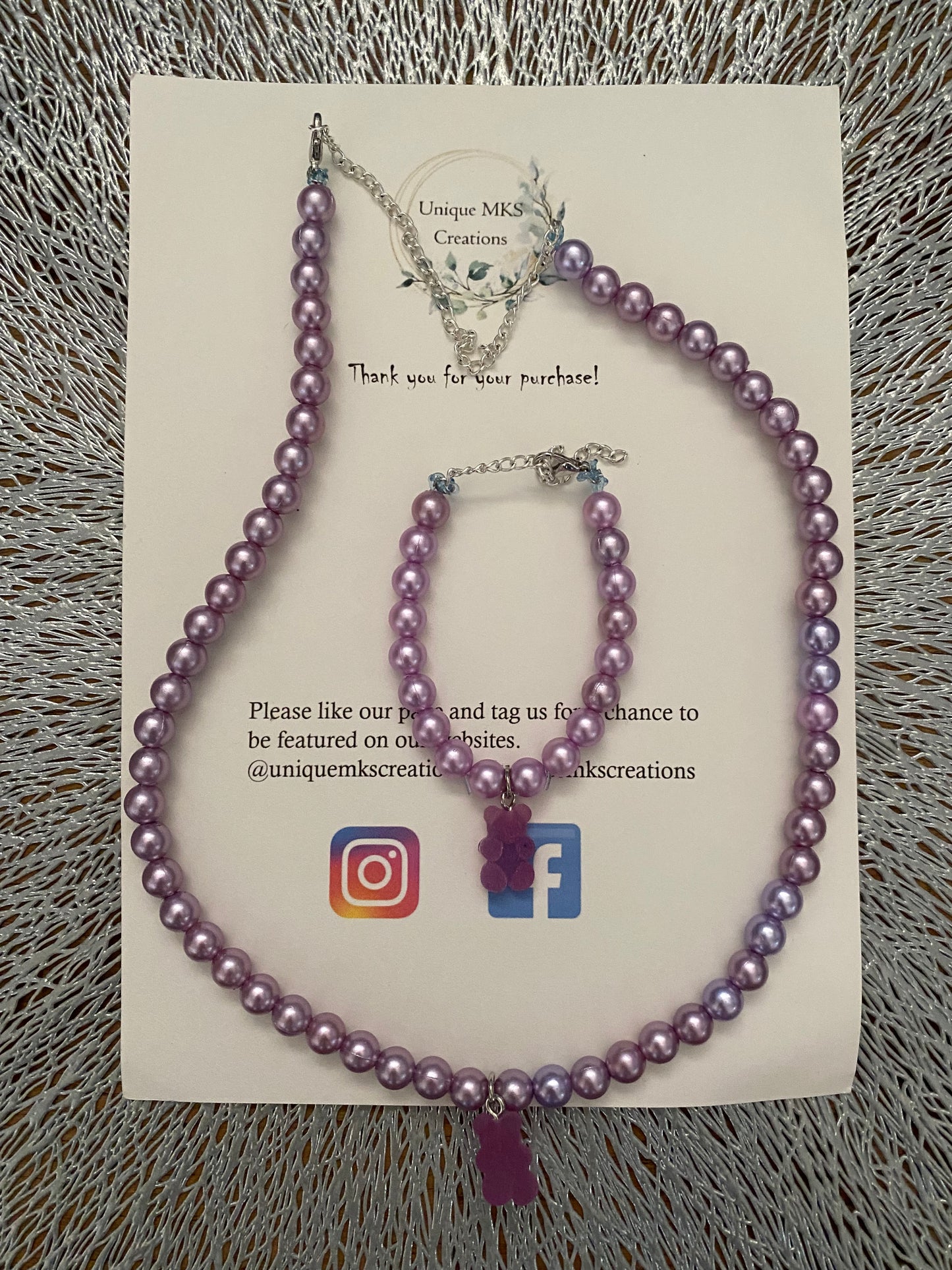 Pearl Bear Necklace & Bracelet