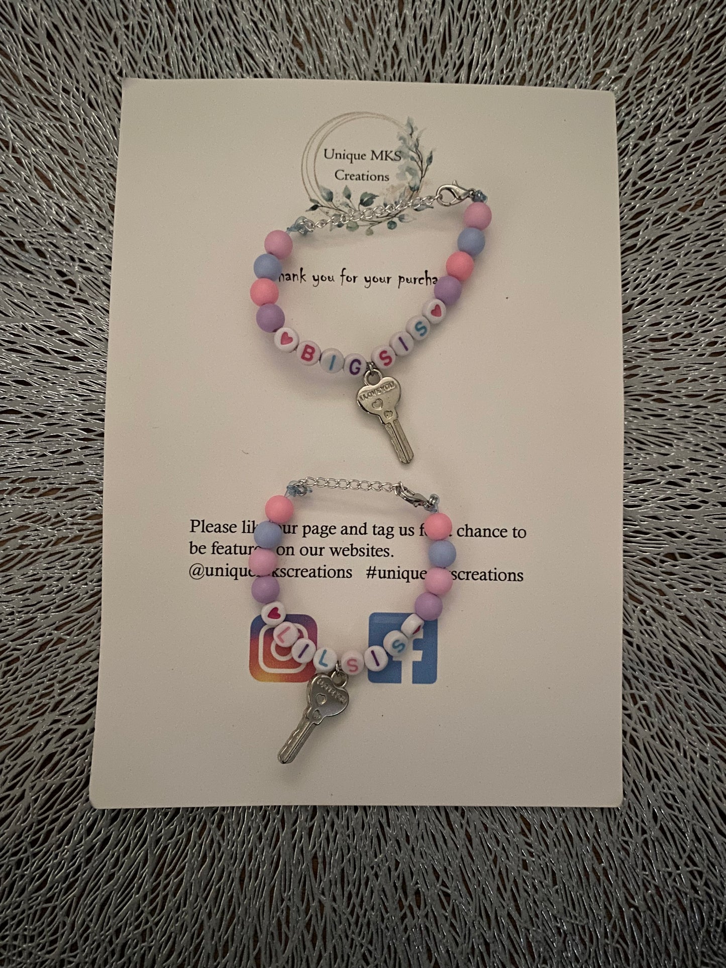 Pastel Pearl Big Sis Lil Sis Charm Bracelets