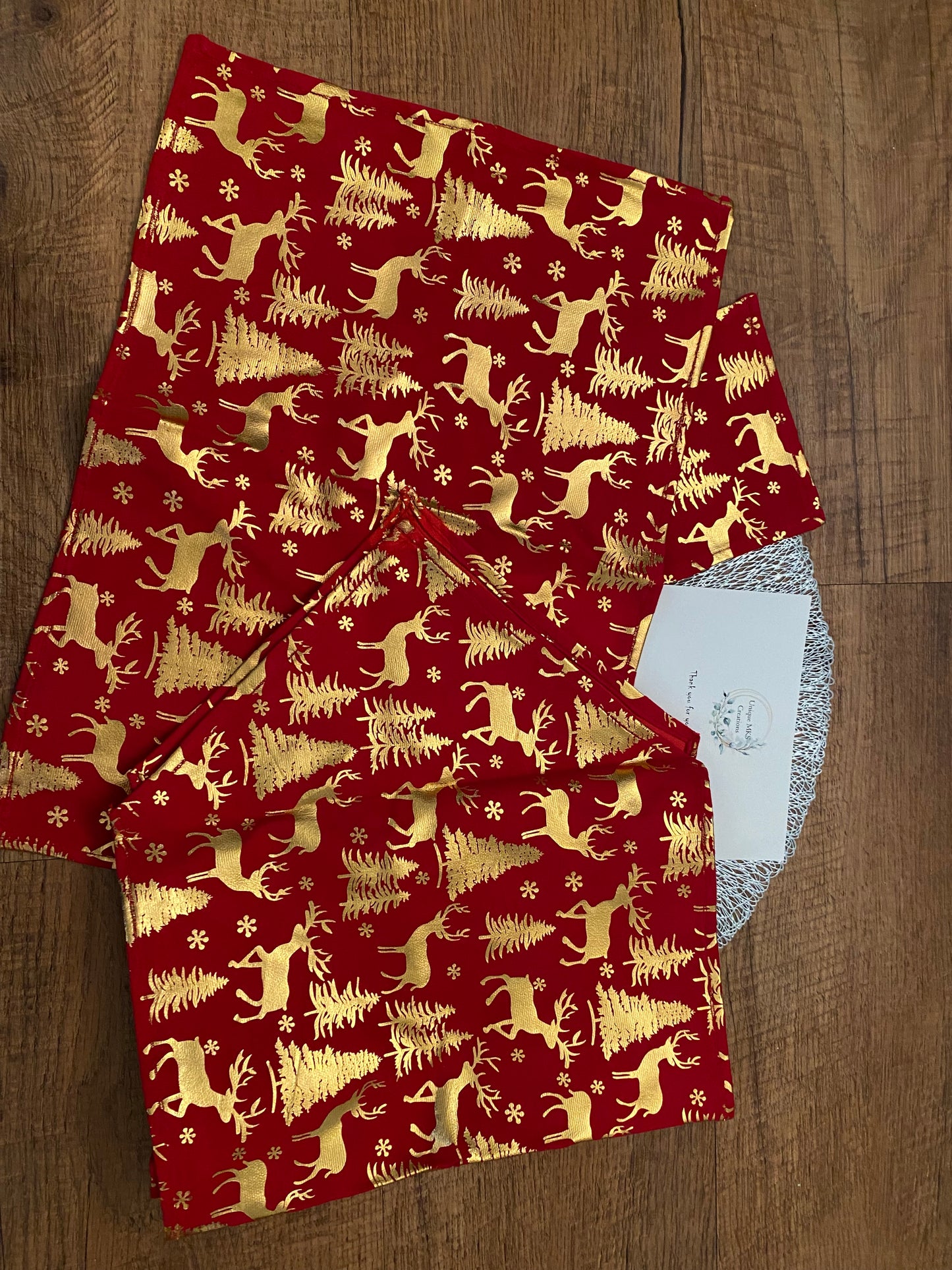 Christmas Tree & Reindeer Table Runner, Coaster & Placemat Set - One of a kind