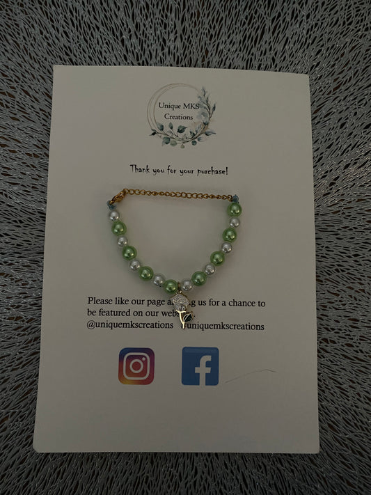 Pearl Rose Charm Bracelet