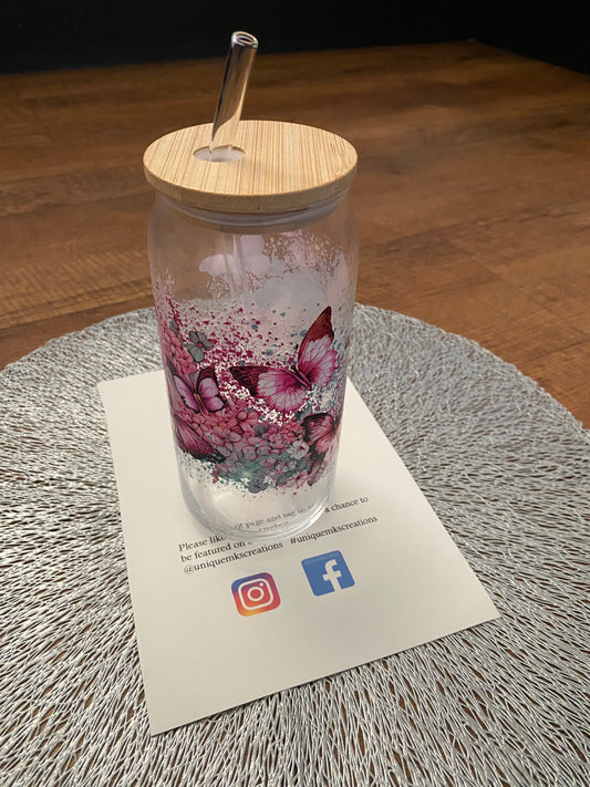 Blooming Butterfly Glass Tumbler