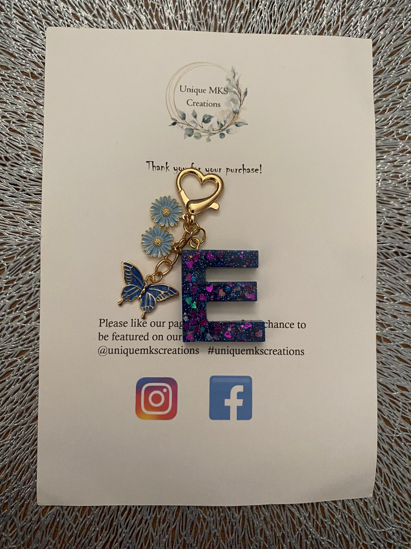 Butterfly Letter Keyring