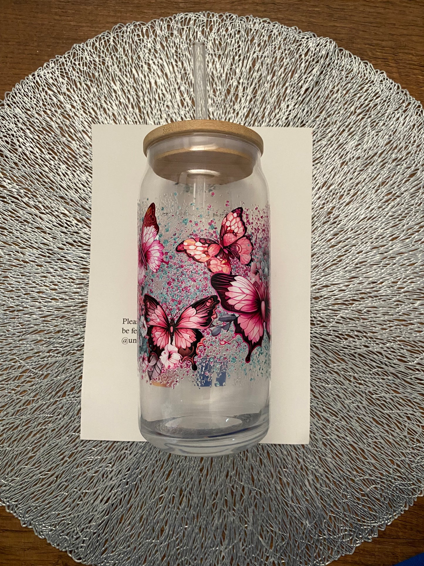 Blooming Butterfly Glass Tumbler