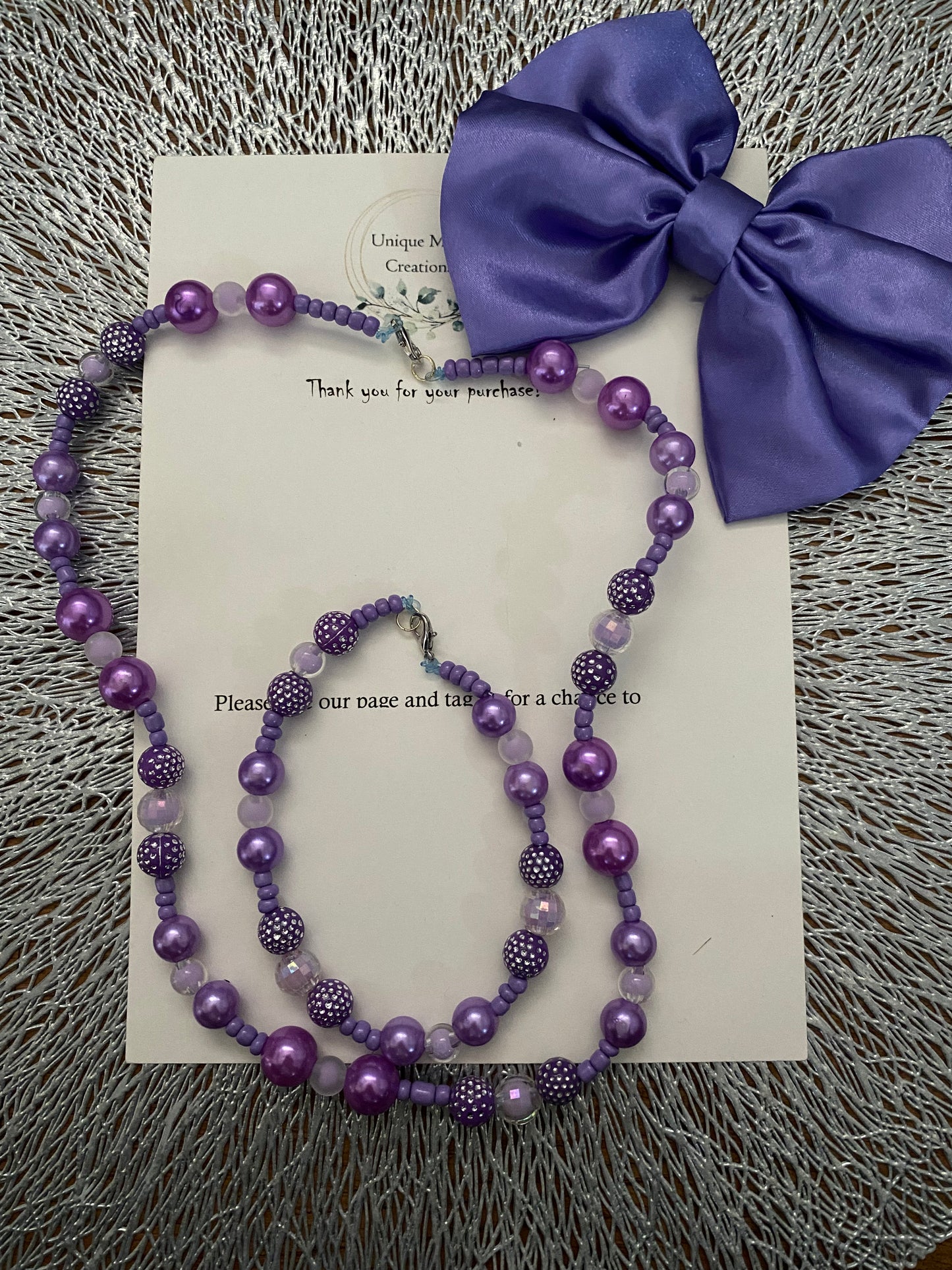 Aria Purple Bow & Purple Bracelet & Necklace