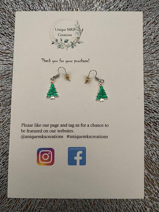 Christmas Tree Dangle Earrings