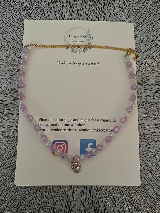 Crystal Pearl Charm Necklace