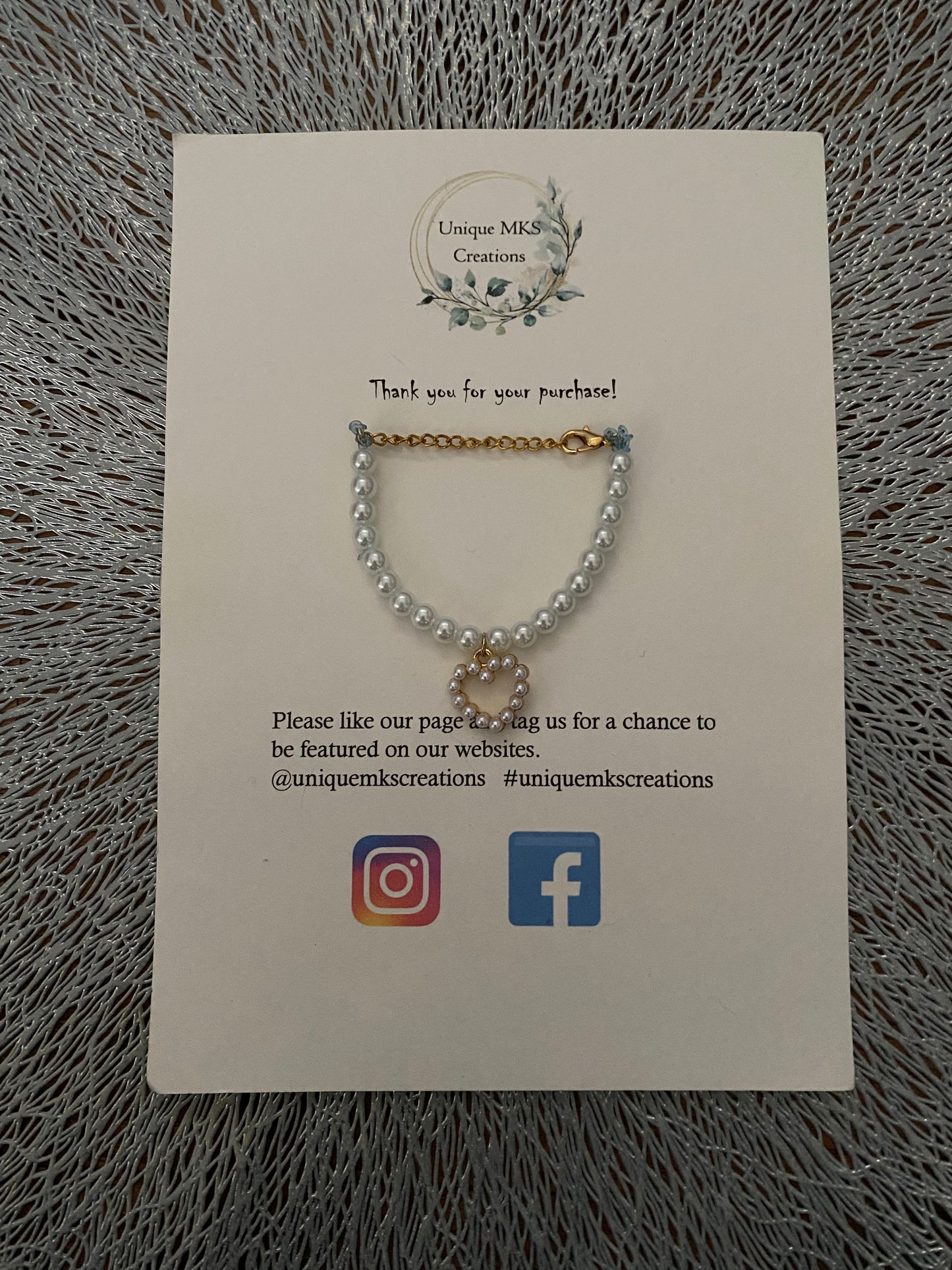 Pearl Heart Charm Bracelet