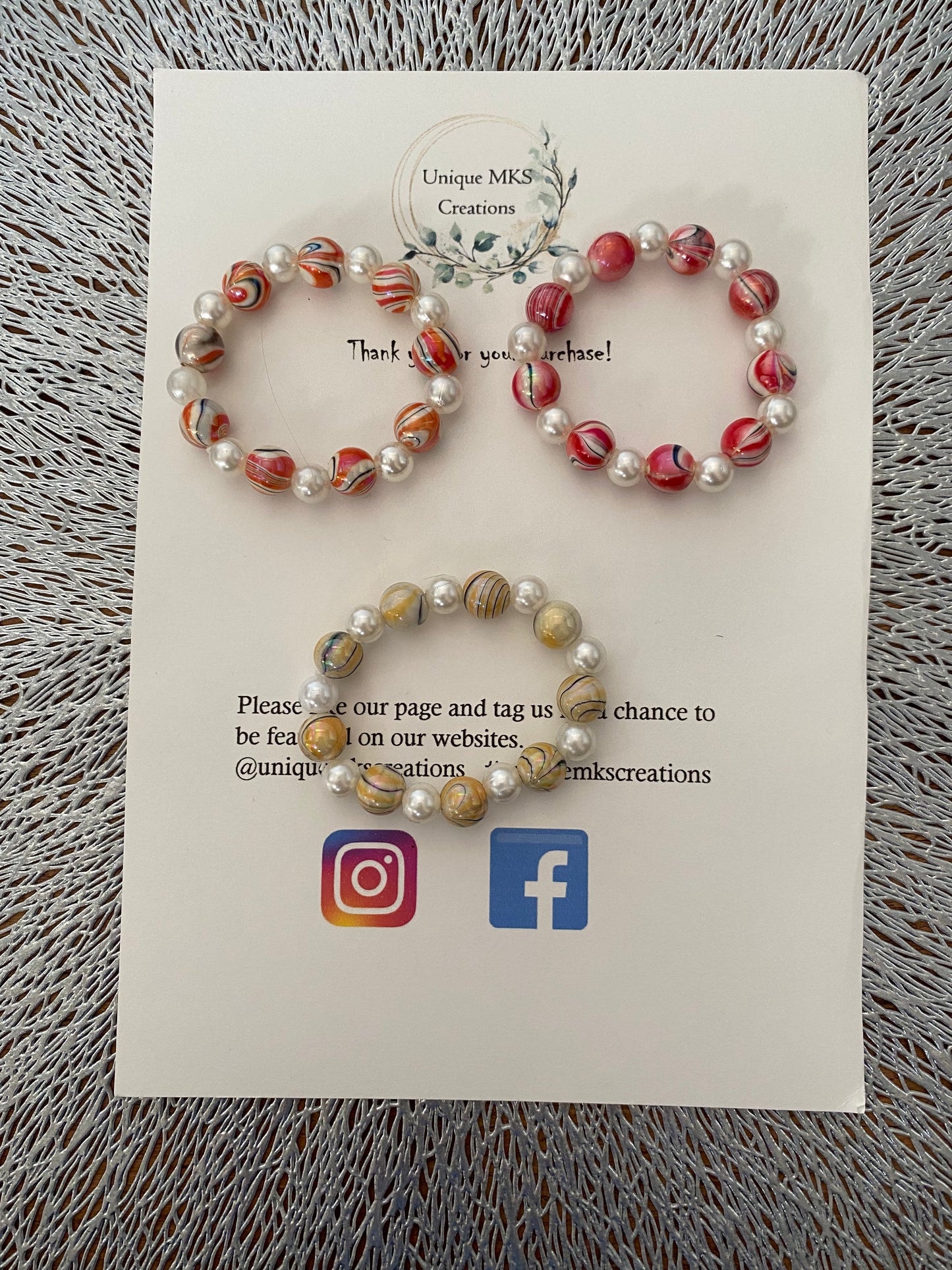 Marble Pearl Bracelets - One of a kind - Pack of three