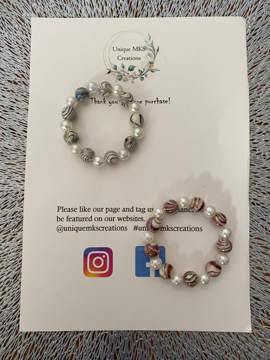 Marble Pearl Bracelets - One of a kind - Pack of two