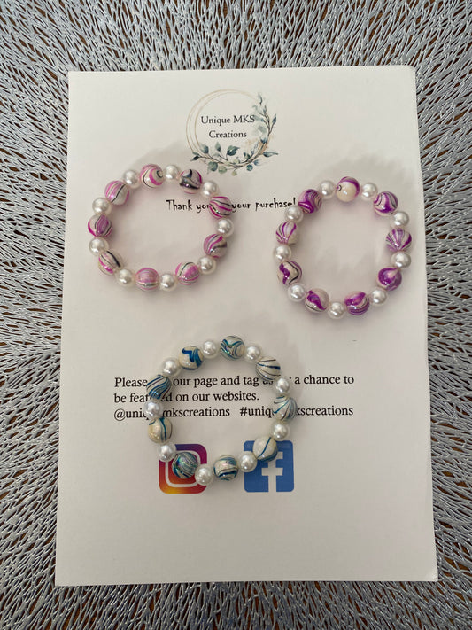Marble Pearl Bracelets - One of a kind - Pack of three