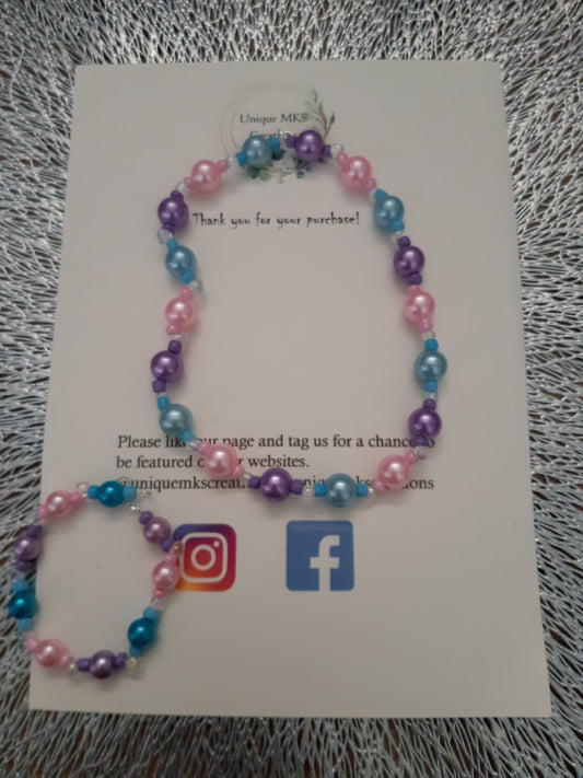 Rainbow Pearl Bracelet & Necklace