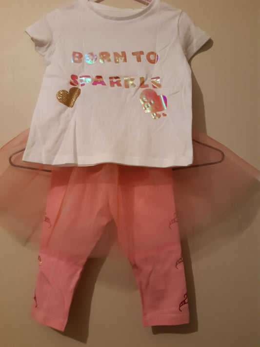 Born to sparkle shirt & crown leggings & tutu