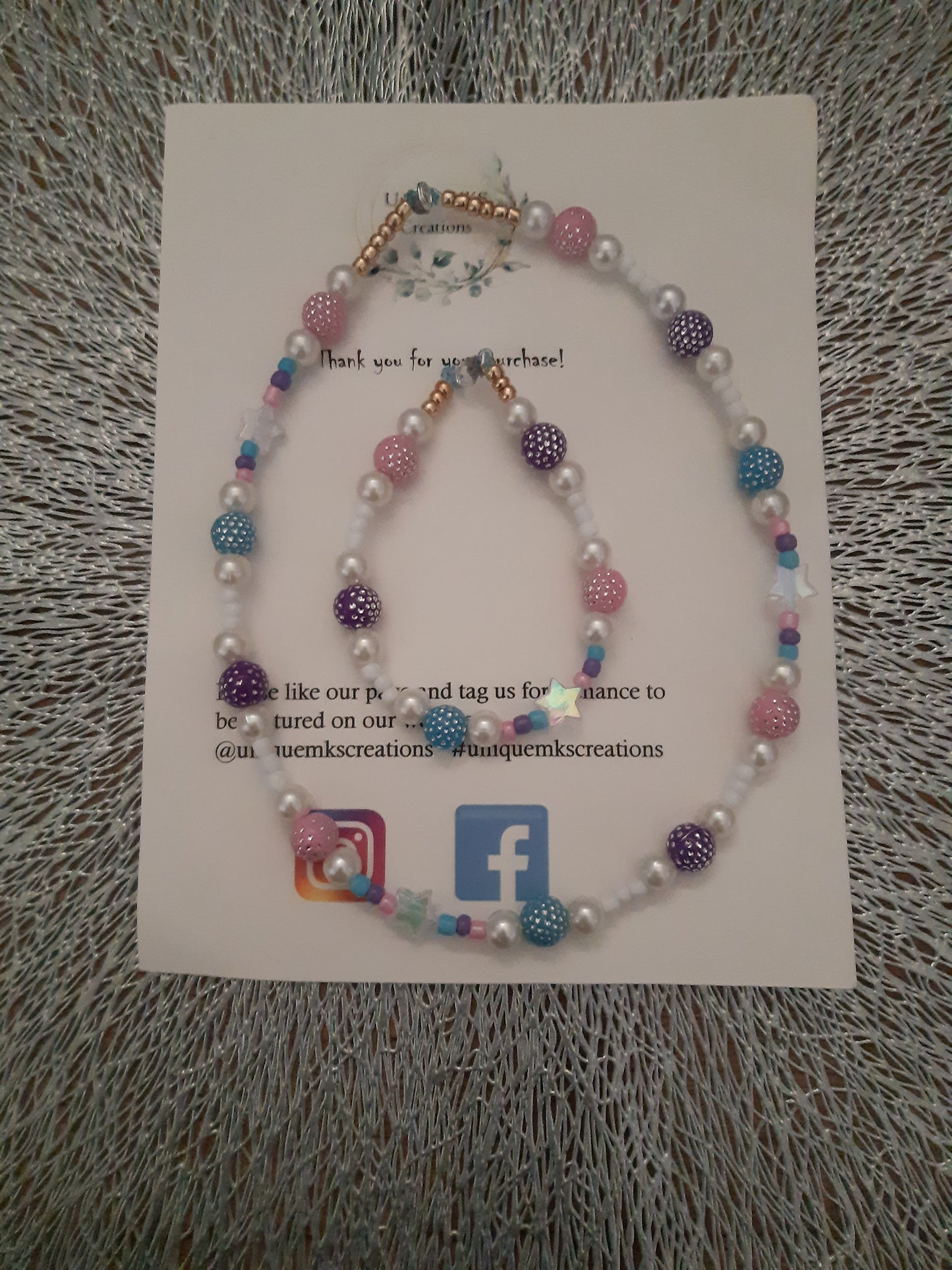 Pink, Purple & Blue Star Bracelet & Necklace