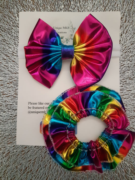 Rainbow Bow & Rainbow Calla Scrunchie