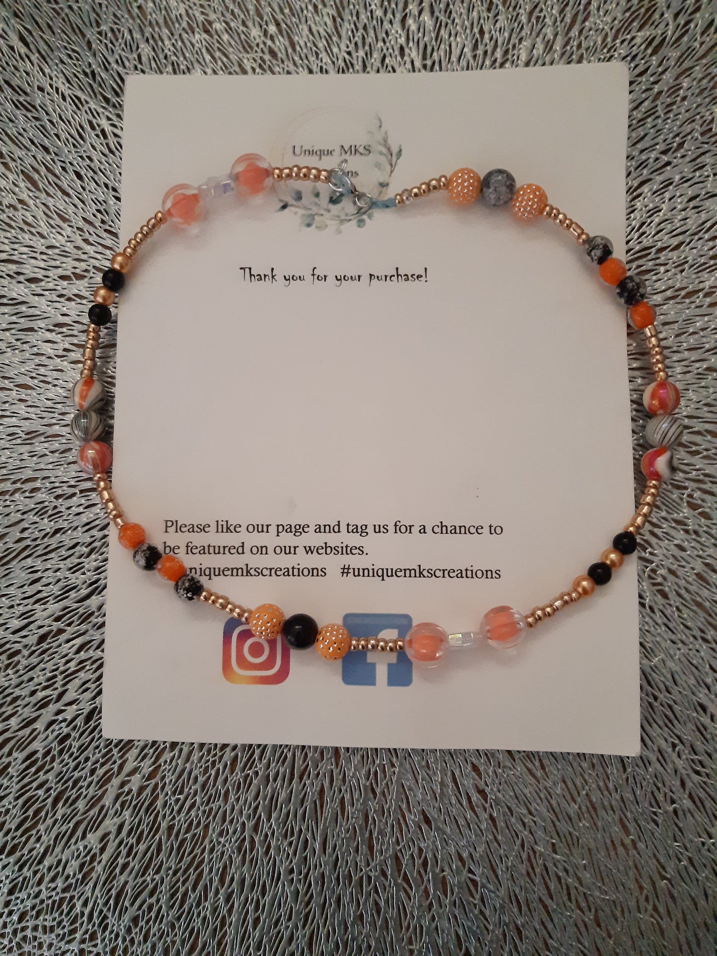 Orange & Black Necklace & Bracelet