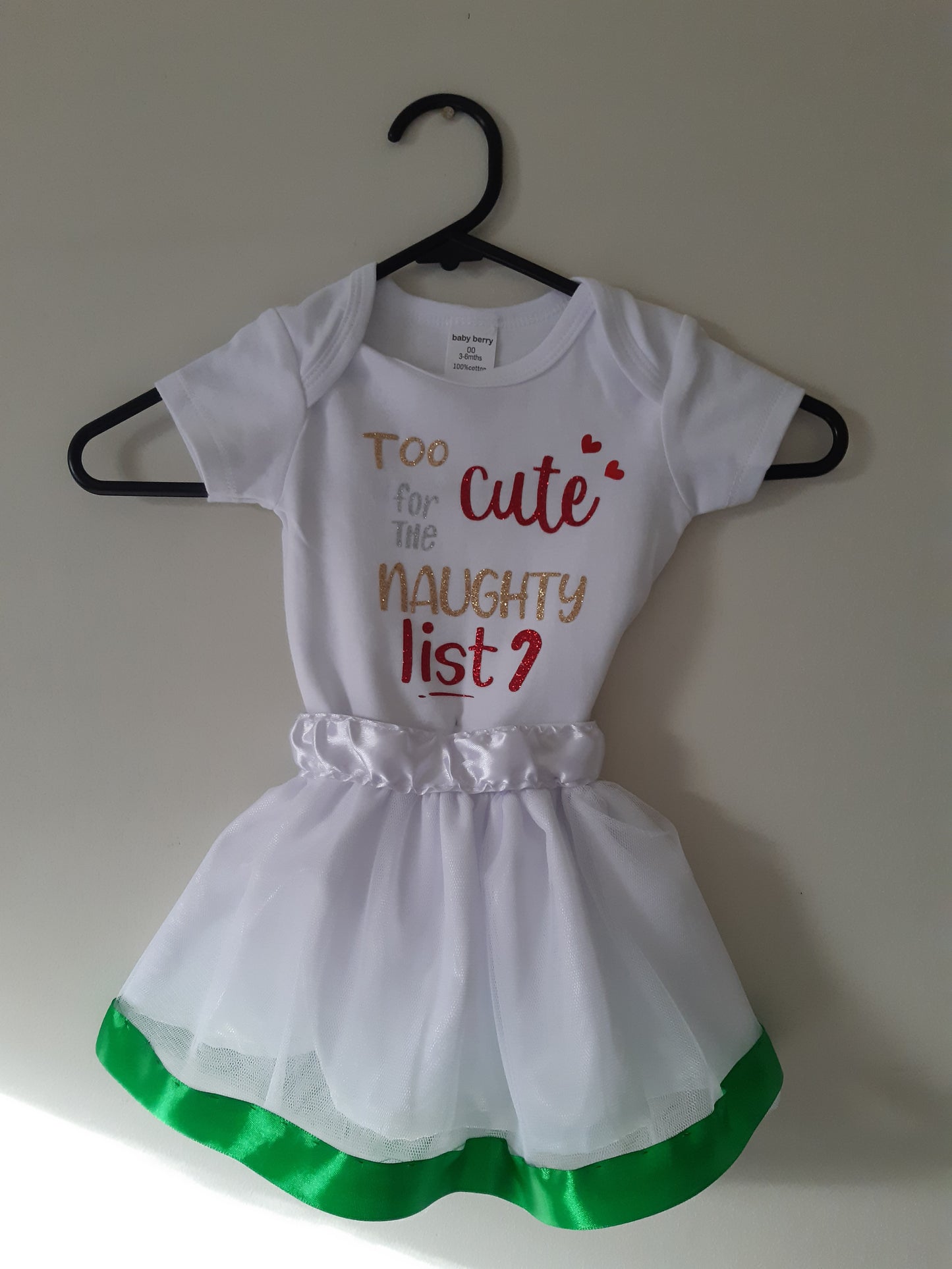 Too Cute For The Naughty List Jumpsuit & White Tutu