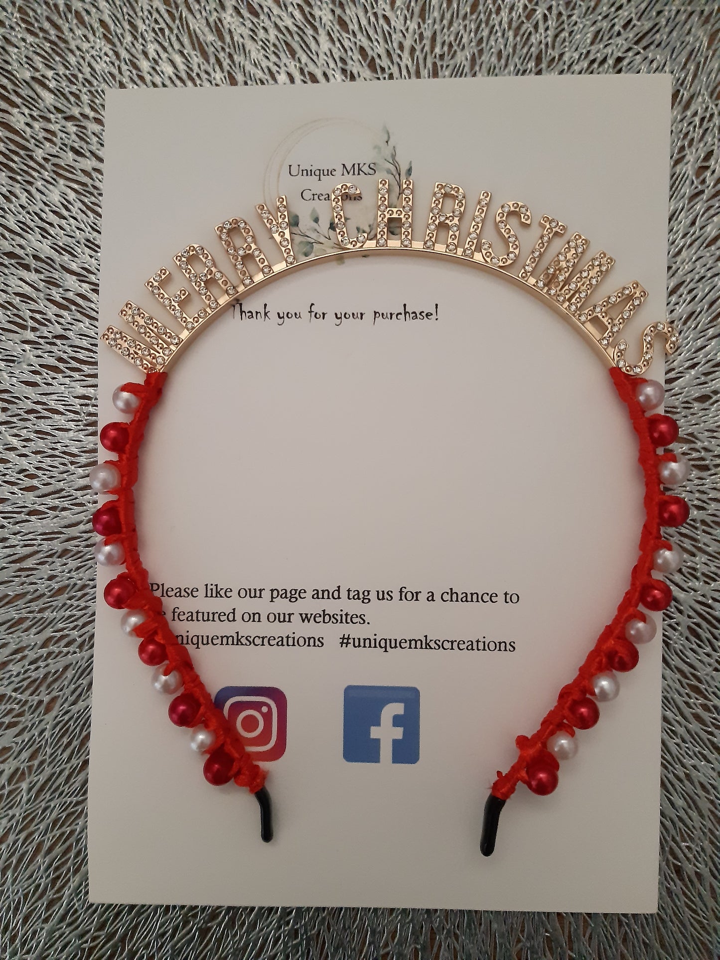 Merry Christmas Beaded Headband - Limited Edition