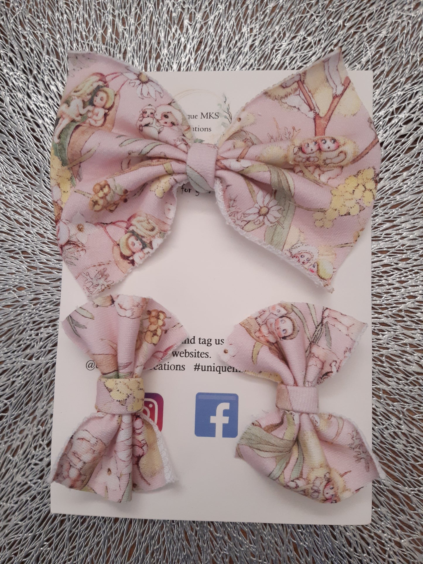 Custom Bow Set - Pink Gumnuts - Limited Edition