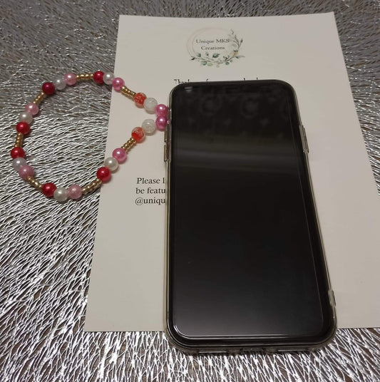 Red, Pink & White Phone Charm