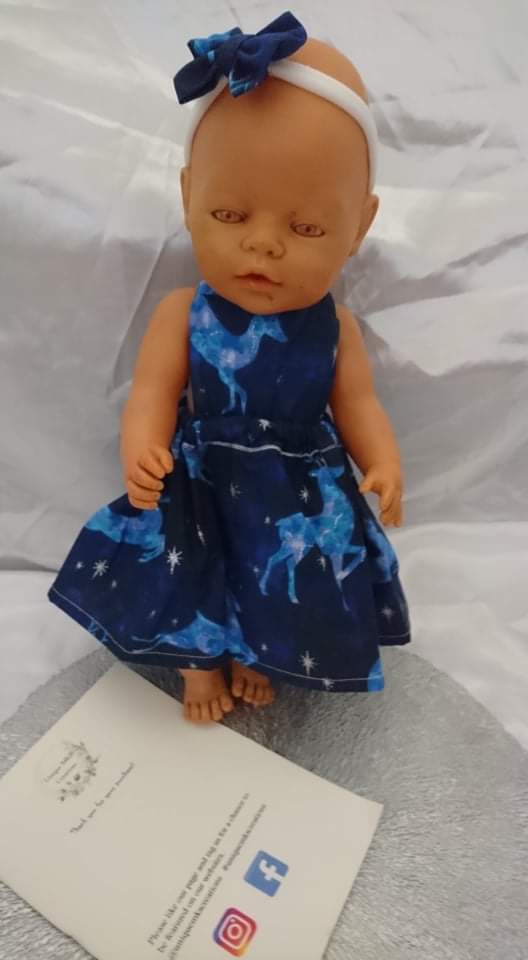 Night Sky Reindeer Dolls Dress - Limited Edition