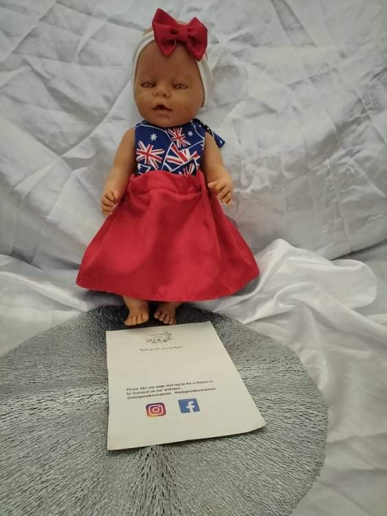 Australia Blue & Red Reverseable Doll's Dress